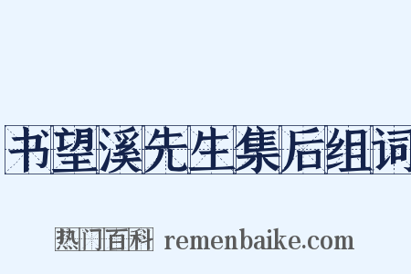 书望溪先生集后组词是什么意思的图片